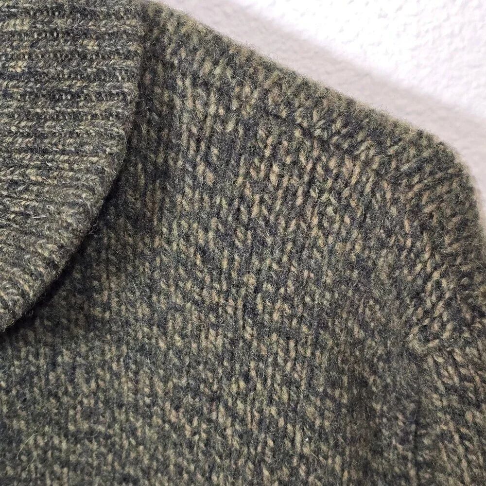 L.L. Bean Lambswool Sweater XXL Tall Green Mock Neck Button Pullover Men’s